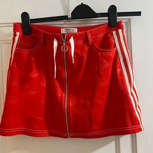 Adidas Women's Red Mini Skirt with Stripes